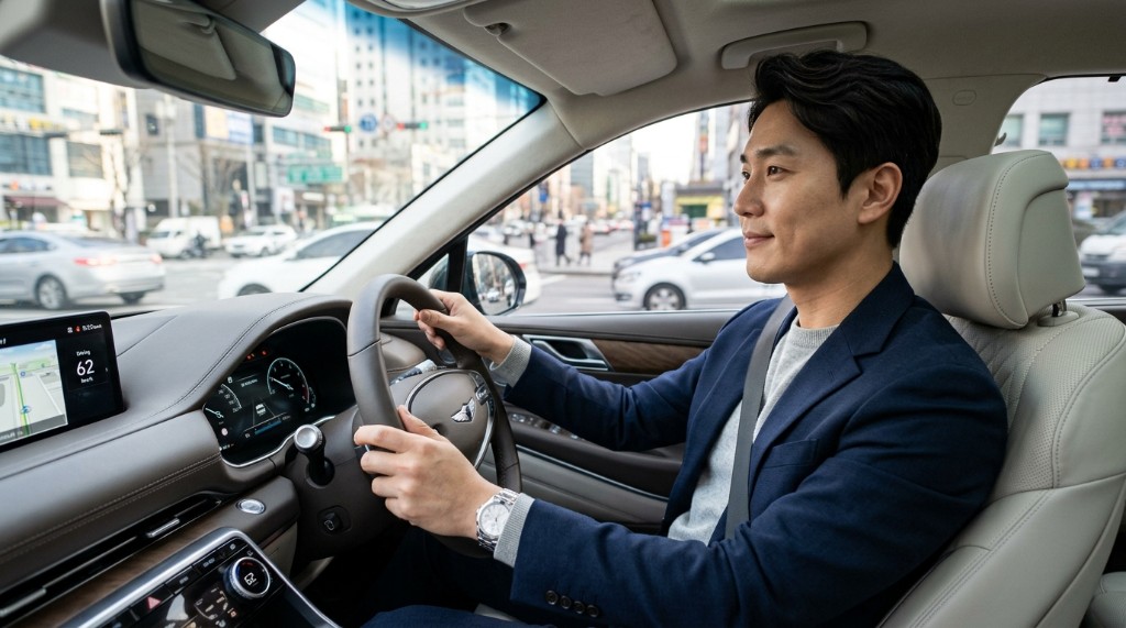 운전자보험 청구 — 도심 도로 운전 장면