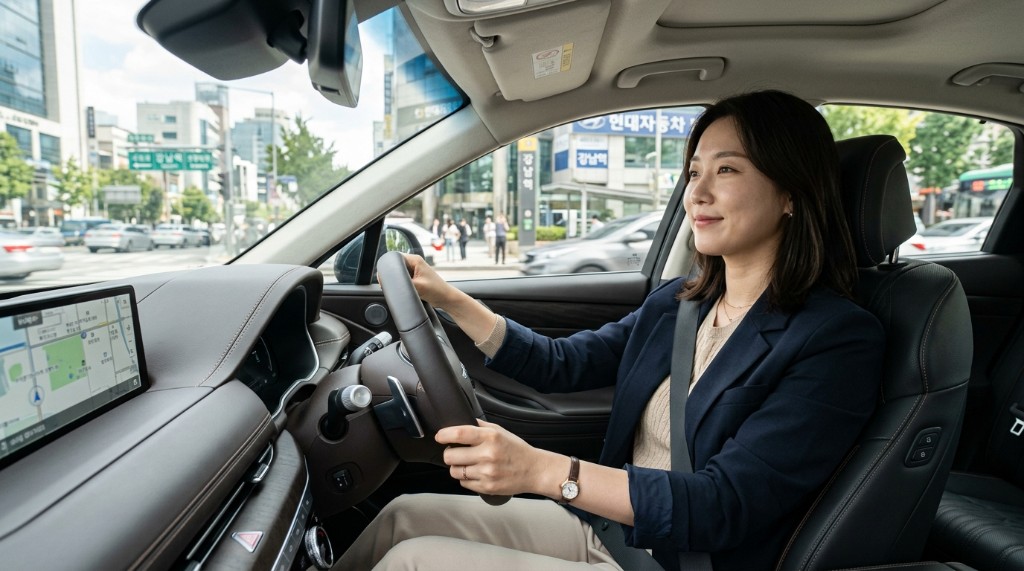 운전자보험 가입 — 내비게이션을 보며 운전