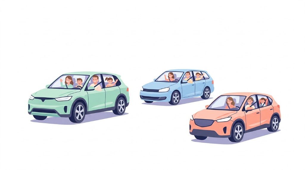 가족통근 운전자보험 — 가족 SUV 통근 일러스트